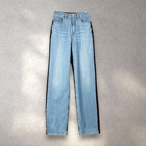 PacSun 90’s Boyfriend Jeans Women’s Size 24 Two-Tone Split Black Blue Denim Y2K